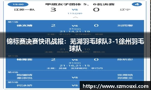 锦标赛决赛快讯战报：芜湖羽毛球队3-1徐州羽毛球队